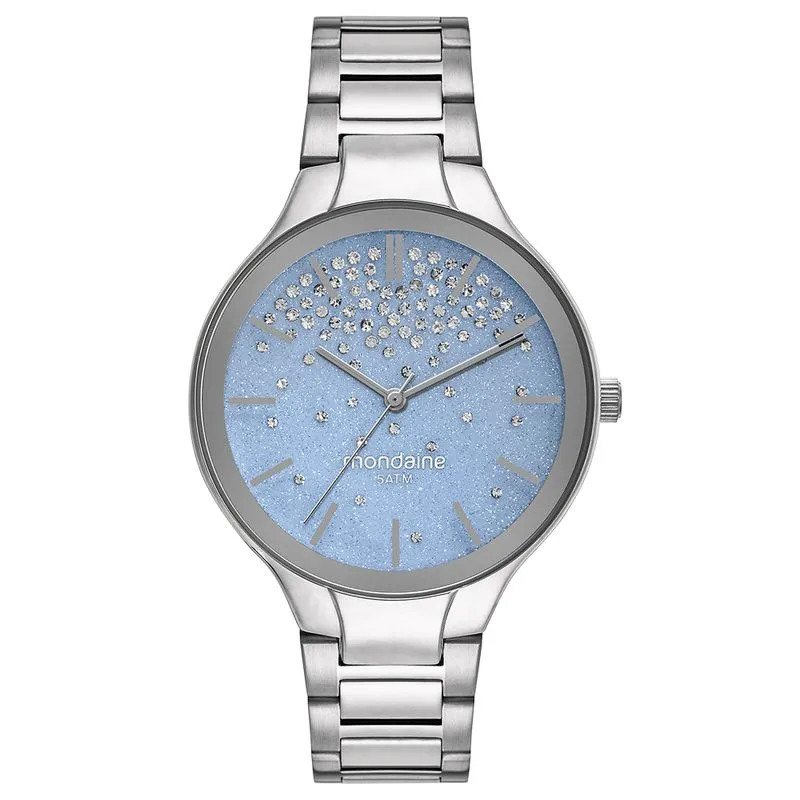 Relógio Feminino Cristais Glitter Prata