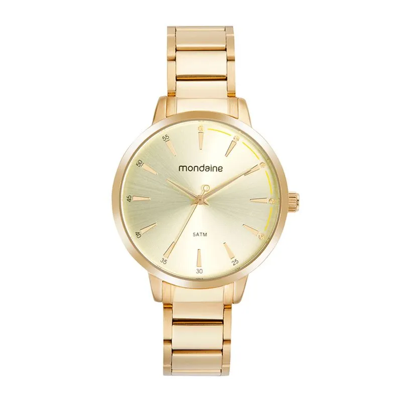 Relógio Feminino Cristais Coloridos Dourado