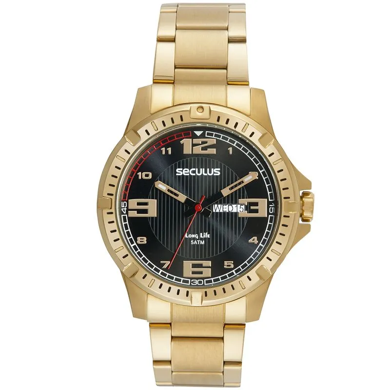 Relógio Masculino Casual Dourado