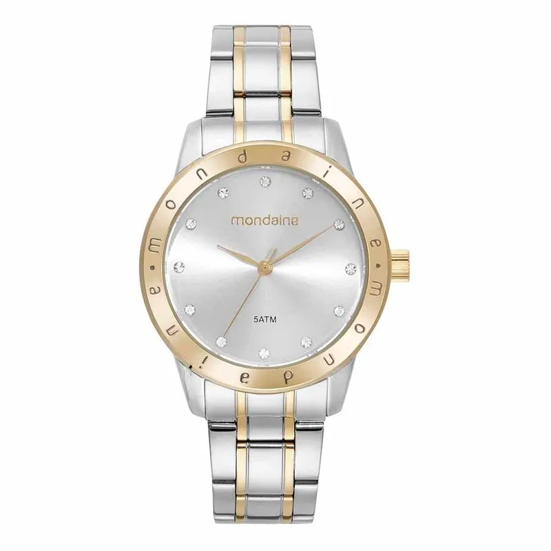 Relógio Feminino Cristais Bicolor