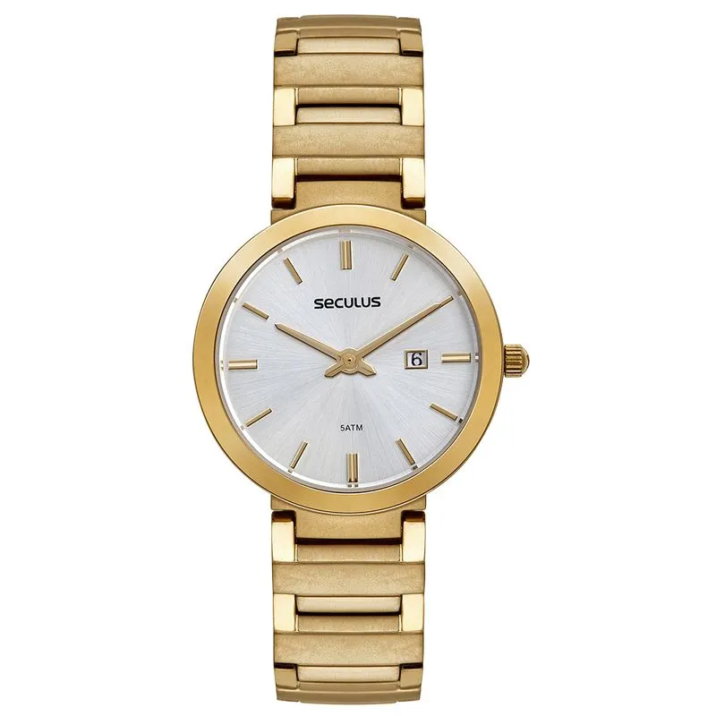 Relógio Feminino Minimalista Aço Dourado