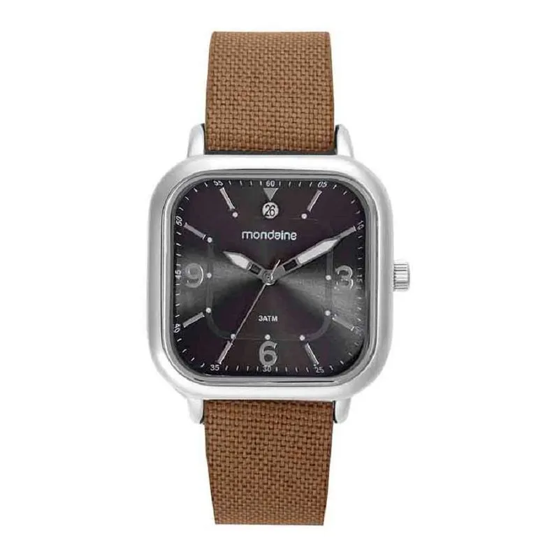Relógio Masculino Quadrado Nylon Prata