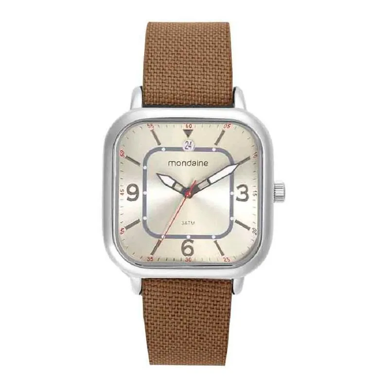 Relógio Masculino Quadrado Nylon Marrom