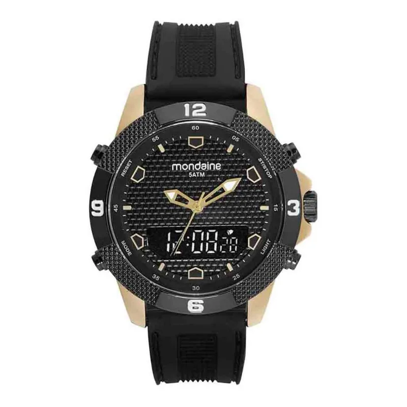 Relógio Anadigi Esportivo Silicone Dourado