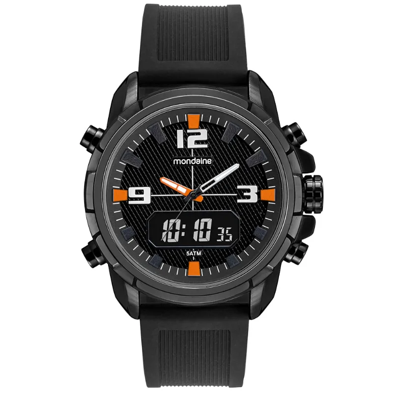 Relógio Masculino Anadigi Silicone Preto