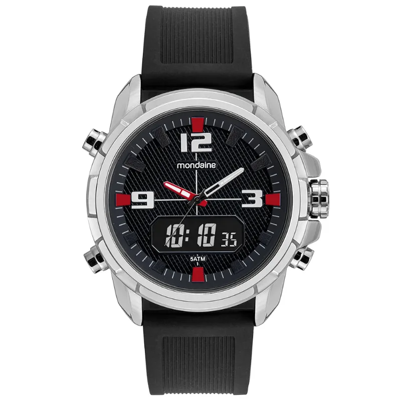 Relógio Masculino Anadigi Silicone Prata