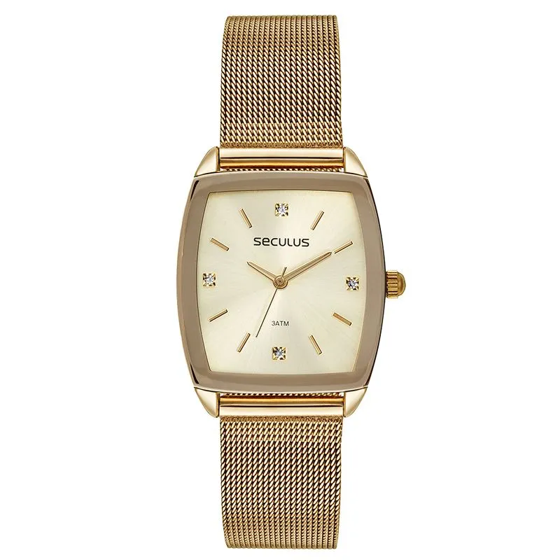 Relógio Feminino Quadrado Minimalista Dourado