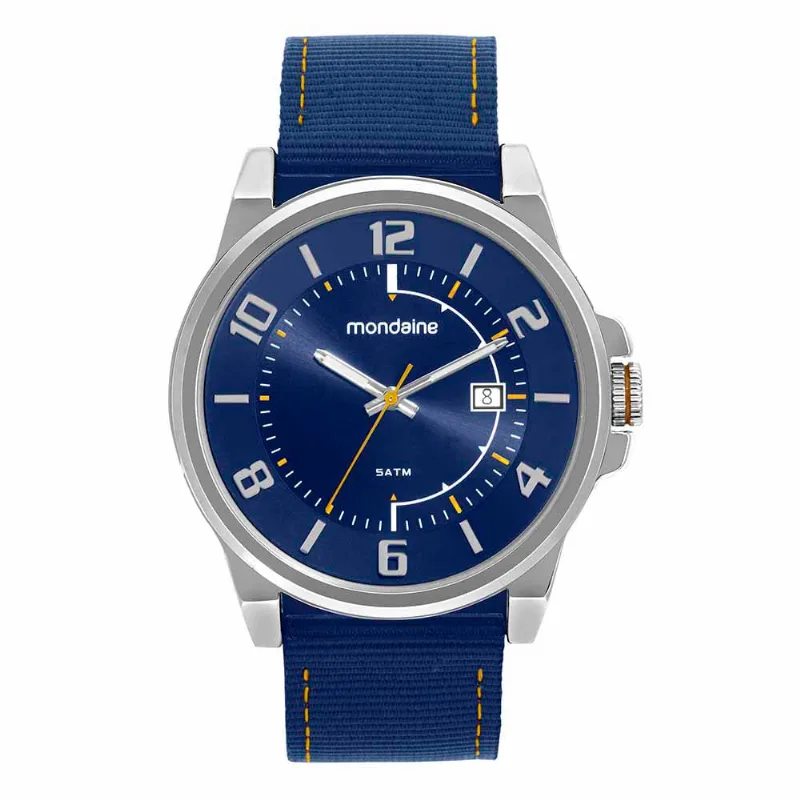 Relógio Masculino Com Calendário Nylon Prata