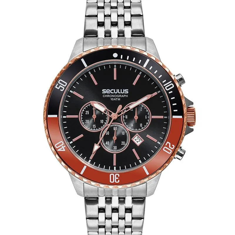 Relógio Masculino Seculus Conógrafo Prata 44163G0SVNA1