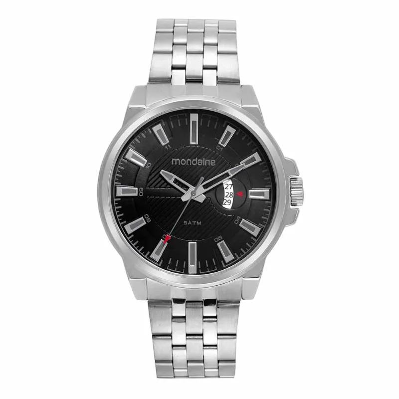 Relógio Masculino Casual com Calendário Prata