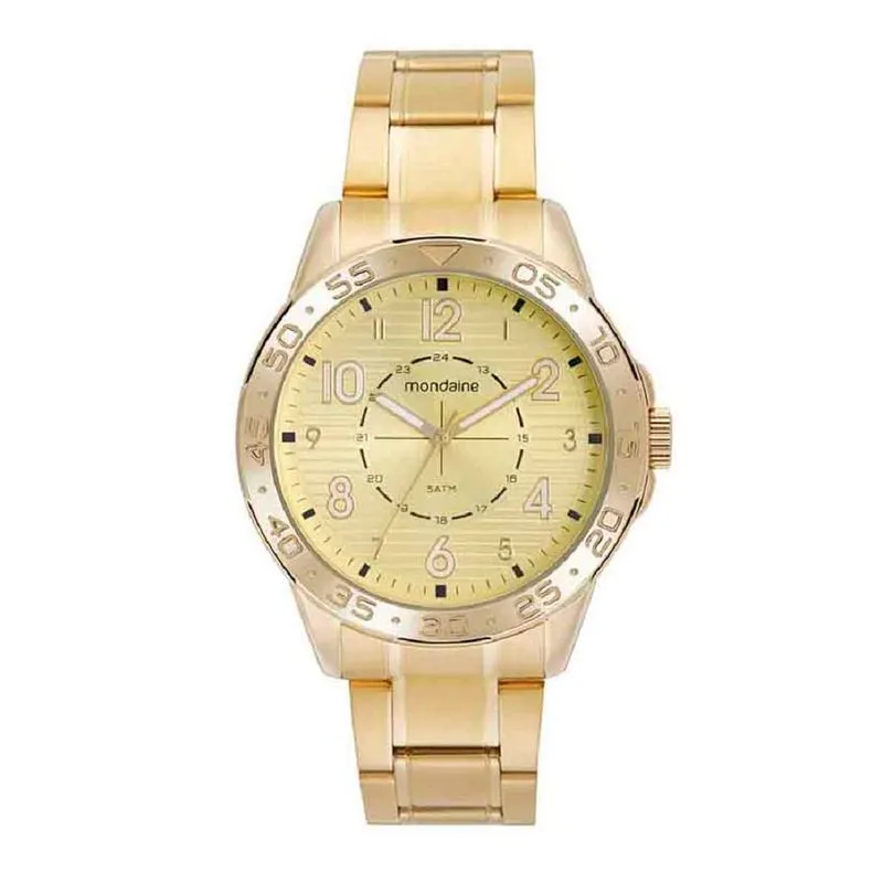 Relógio Masculino Visor Texturizado Dourado