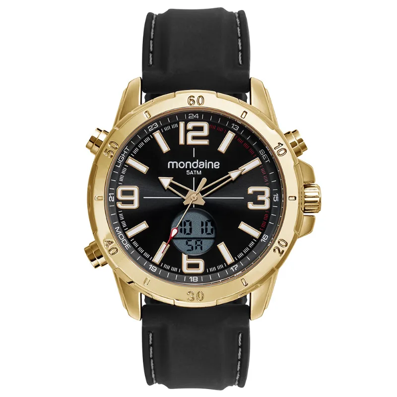 Relógio Masculino Anadigi Esportivo Dourado