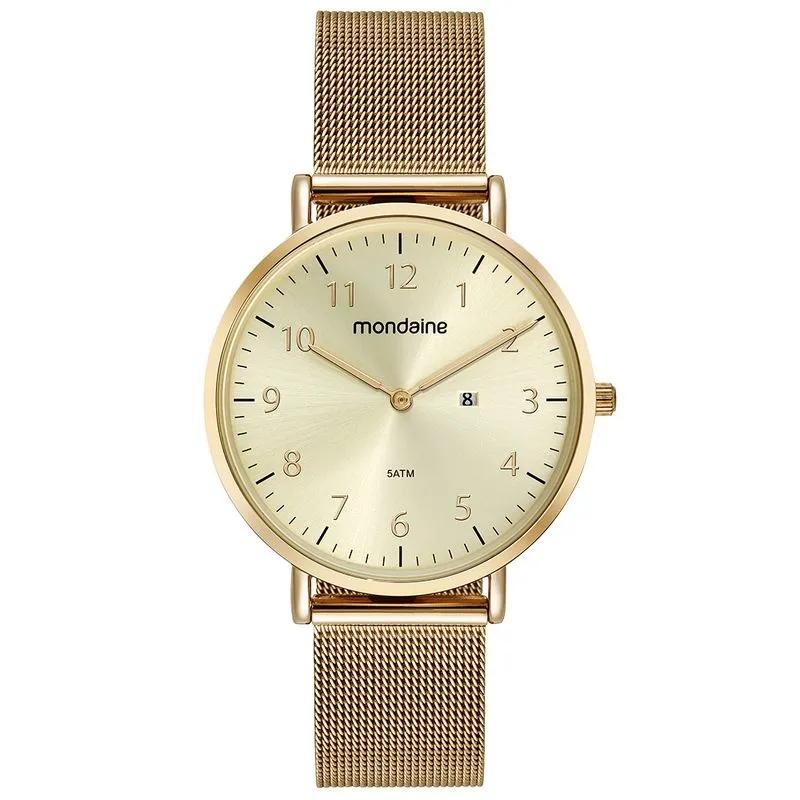 Relógio Feminino Malha de Aço Dourado