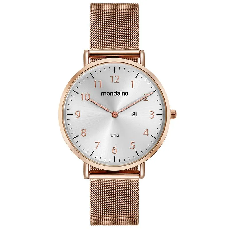 Relógio Feminino Malha de Aço Rosé