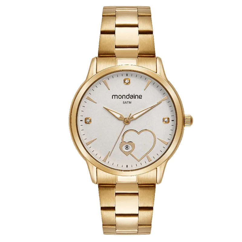 Relógio Feminino Coração Dourado