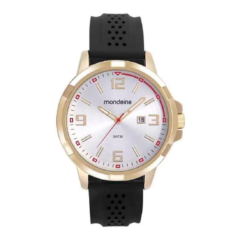 Relógio Masculino Analógico Silicone Dourado