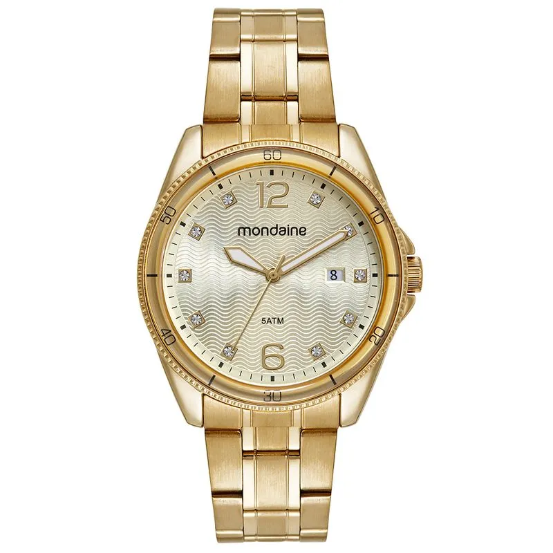 Relógio Feminino Casual Cristais Dourado