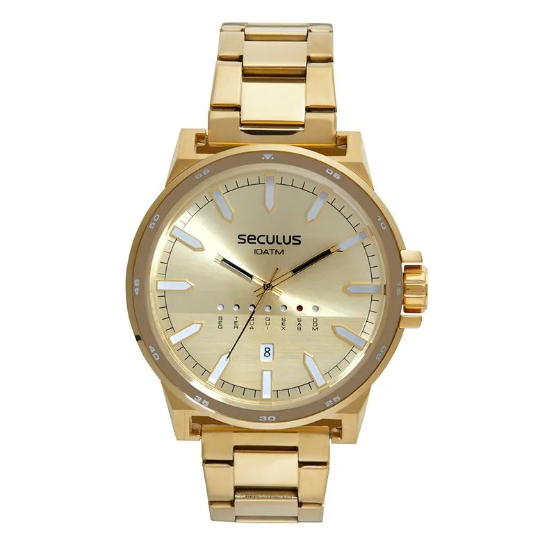 Relógio Masculino Aço Casual Dourado