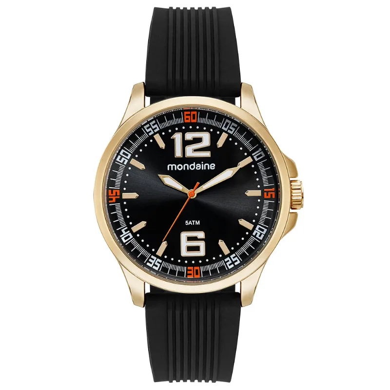 Relógio Masculino Casual Silicone Dourado