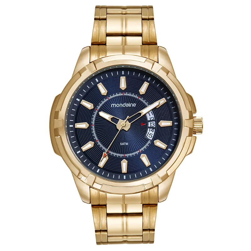 Relógio Masculino Casual Visor Texturizado Dourado