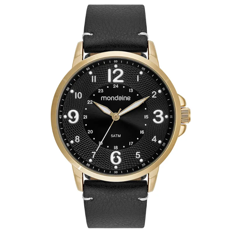 Relógio Masculino Marcadores 3D Dourado