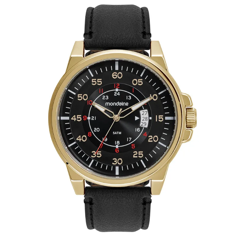 Relógio Masculino Casual Com Calendário Dourado