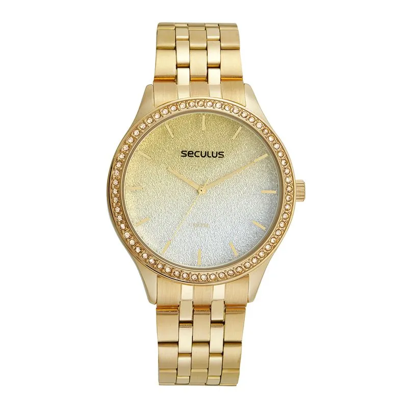 Relógio Feminino Visor Degradê Dourado