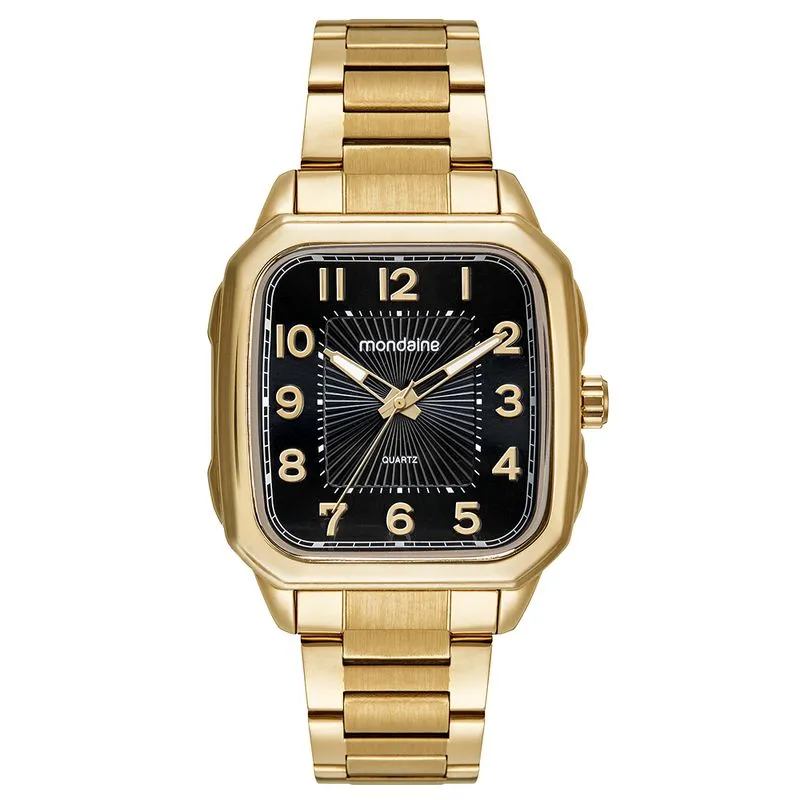 Relógio Masculino Quadrado Minimalista Dourado