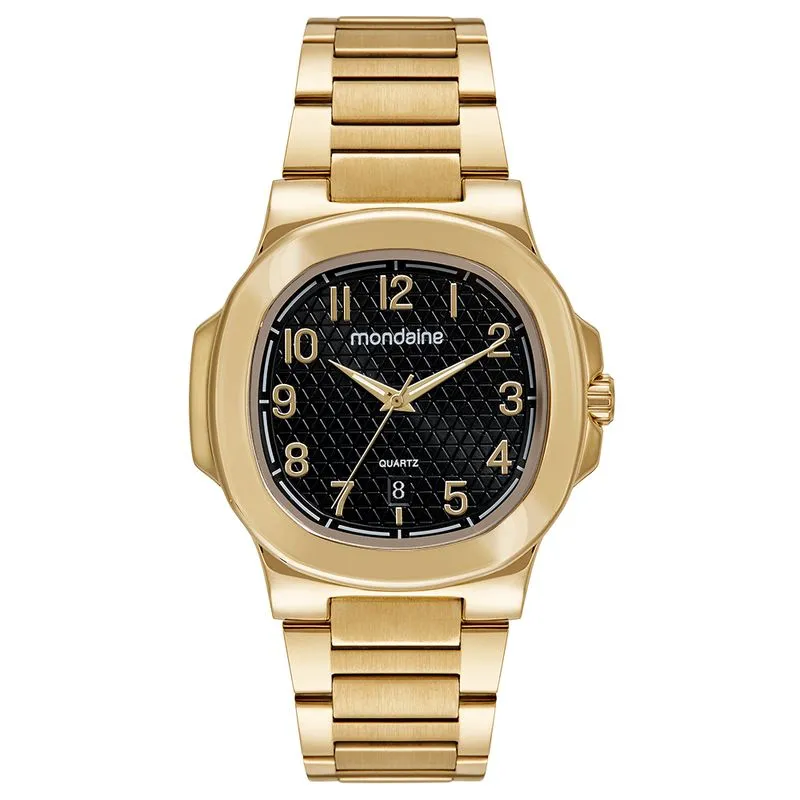 Relógio Masculino Quadrado Vintage Dourado