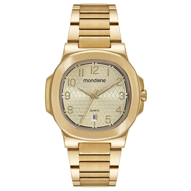 Relógio Masculino Quadrado Vintage Dourado