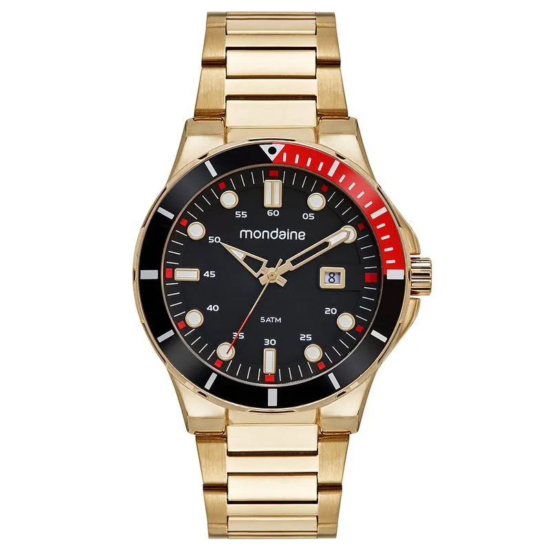 Relógio Masculino com Casual Calendário Dourado
