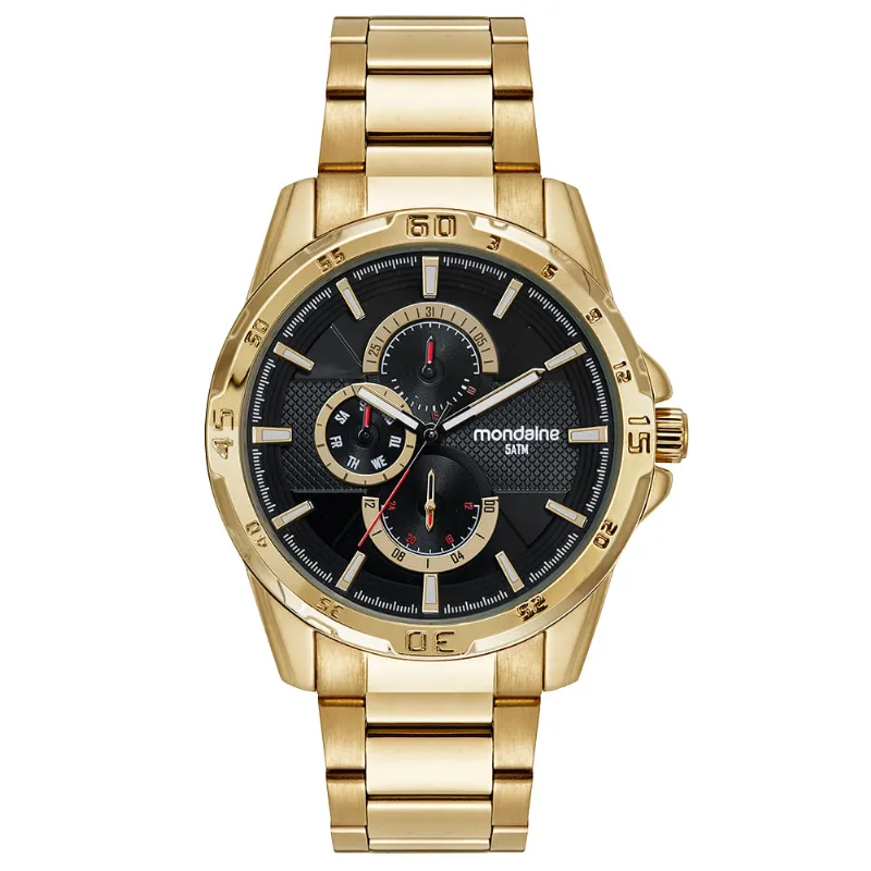Relógio Masculino Multifunção Esportivo Dourado