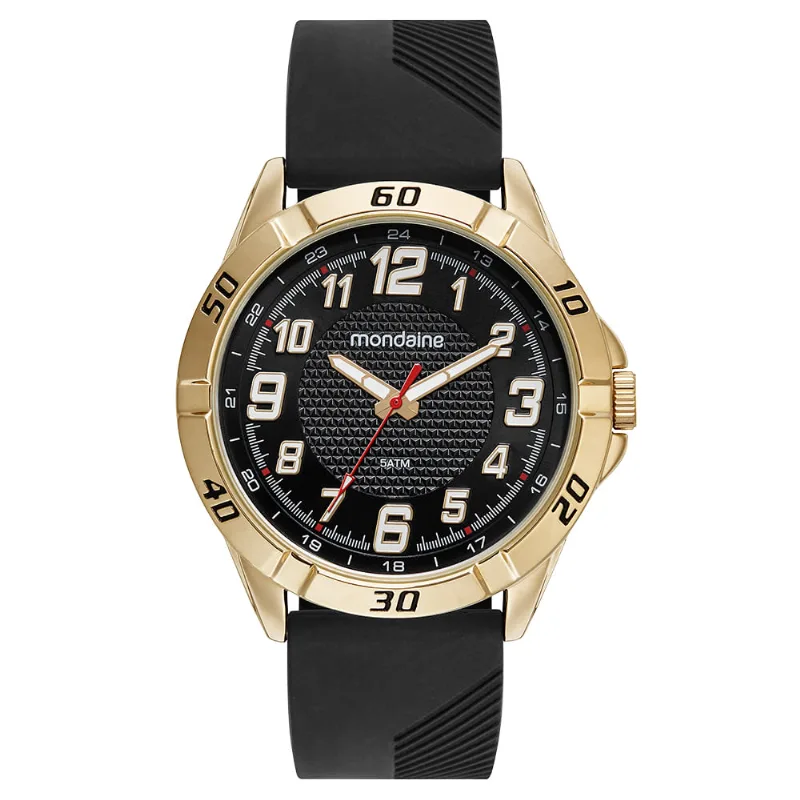 Relógio Masculino Com Pulseira de Silicone Dourado