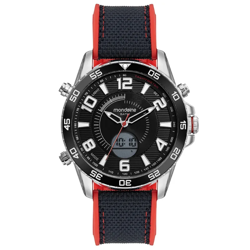 Relógio Masculino Anadigi Nylon e Silicone Prata