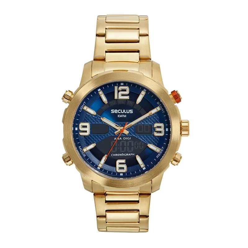 Relógio Masculino Anadigi Aço Dourado