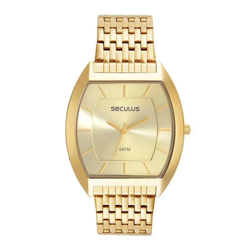 Relogio De Pulso Masculino Dourado 23715gpsvda3 - Seculus