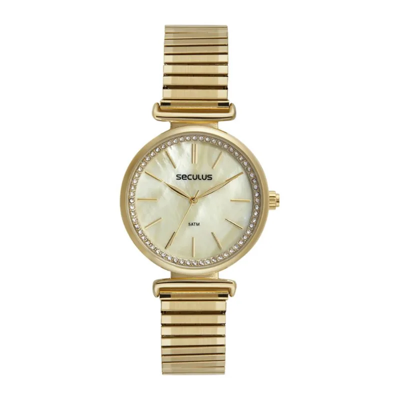Relógio Seculus Feminino Ref:77226lpsvds1 Fashion Mola Dourado