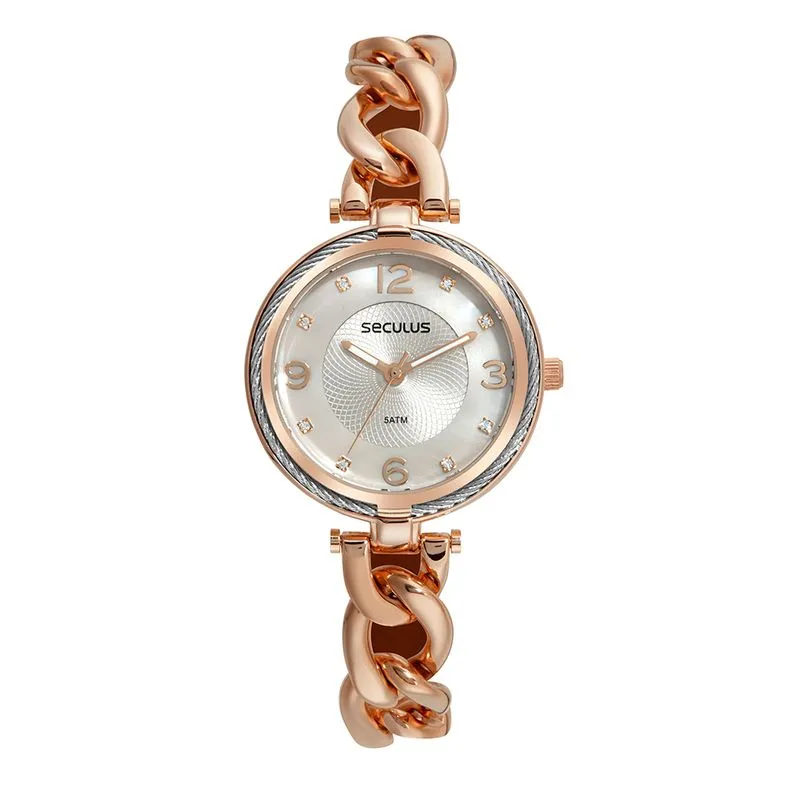 Relógio Feminino Madrepérola Corrente Rosé