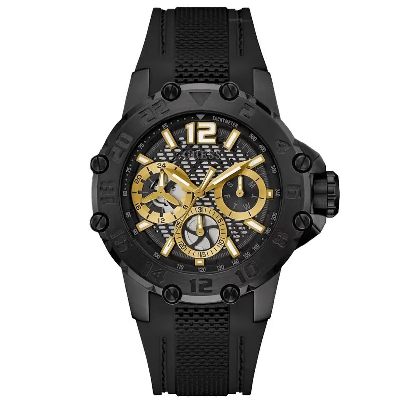 Relógio guess masculino analógico preto borracha GW0640G2
