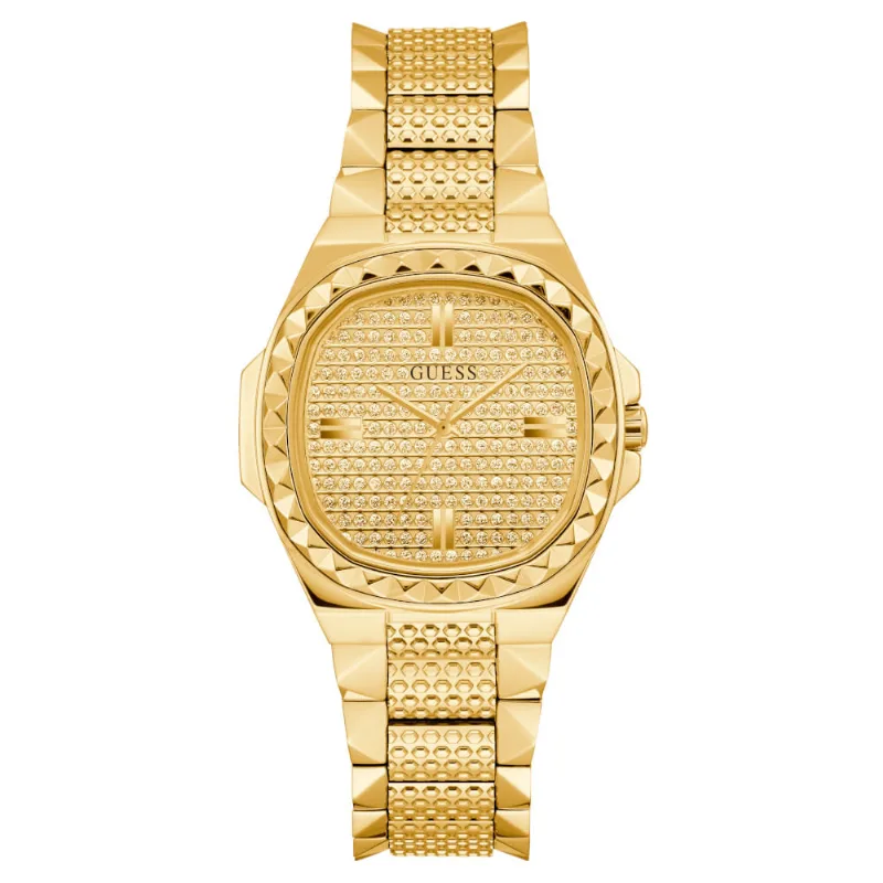 Relógio Guess Feminino Spikes Cristais Dourado