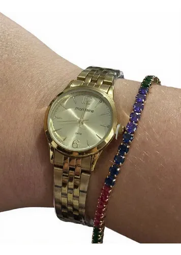Kit Relógio Mondaine 32606lpmkde1 + Puls Riviera Semi Jóia - Dourado - Dourado - Dourado