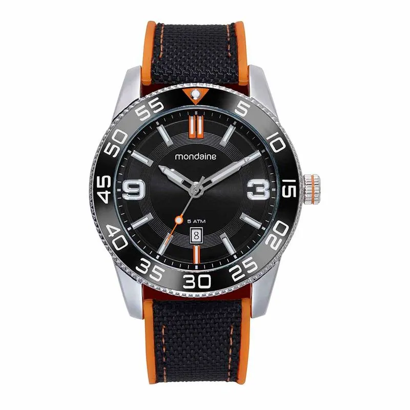 Relógio Masculino Pulseira em Nylon e Silicone Prata