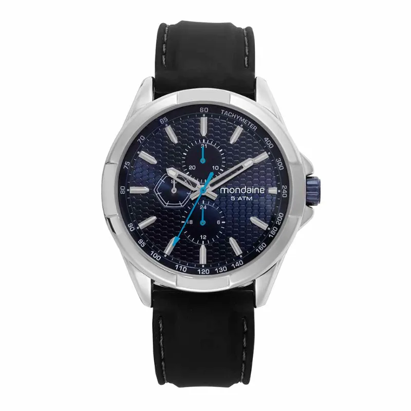 Relógio Masculino Multifunção Silicone Prata