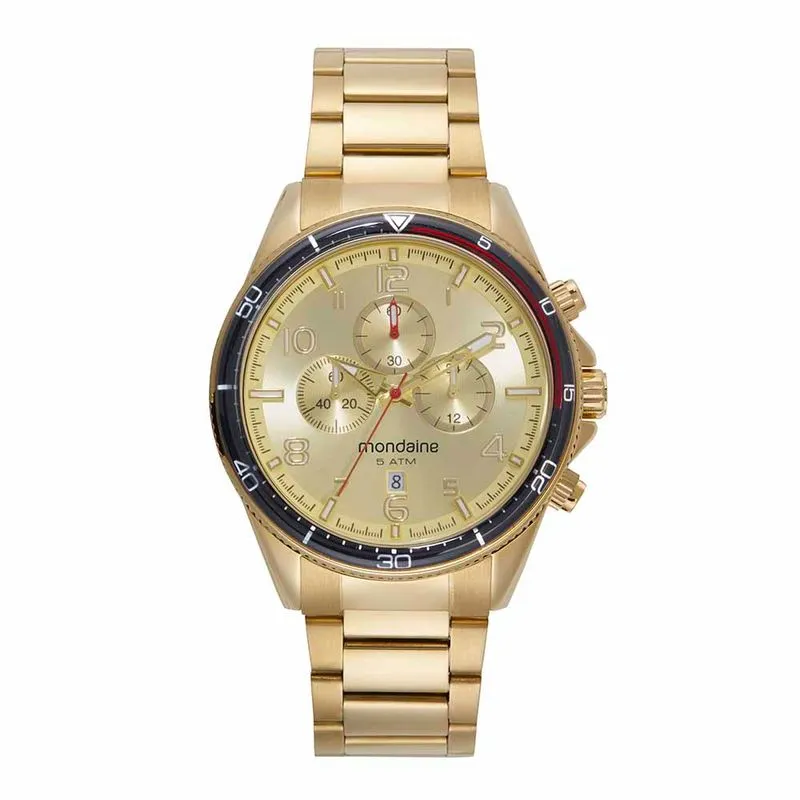 Relógio Masculino Cronógrafo Casual Dourado