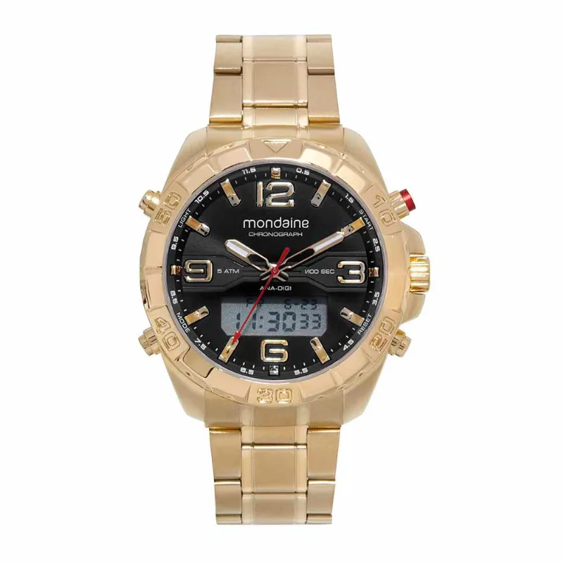 Relógio Masculino Anadigi Esportivo Dourado
