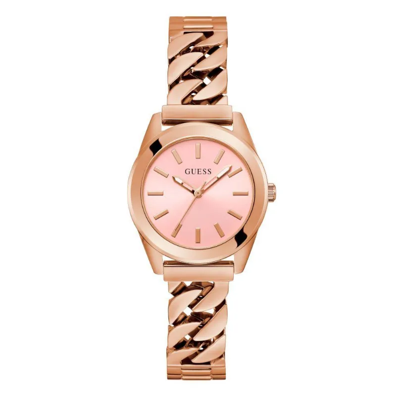 Relógio Feminino Corrente Rosé Analógico Aço Inox Rosé Dourado Guess 32MM