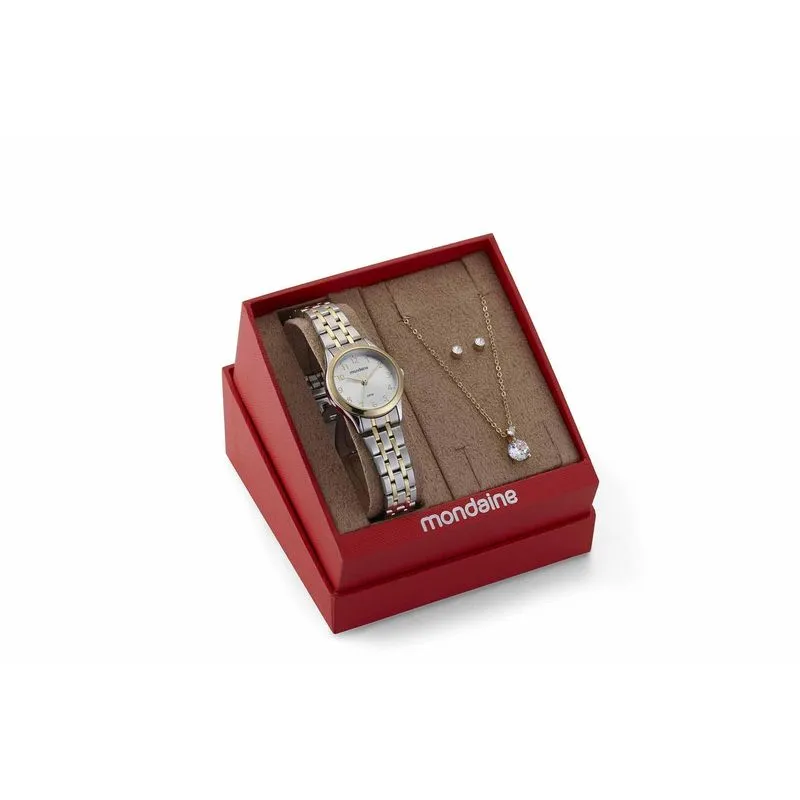 Relógio Feminino Mondaine 32608lpmkbe3 + Colar E Brinco