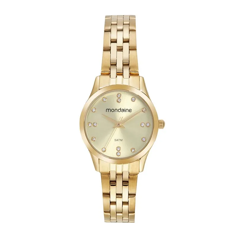 Relógio Feminino Cristais Dourado