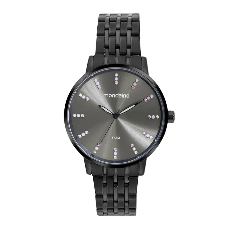 Relógio Feminino Casual Cristais Preto