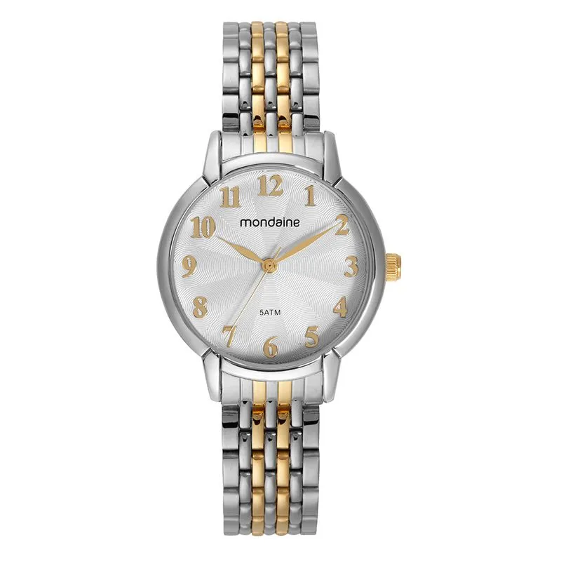 Relógio Feminino Mostrador Texturizado Bicolor